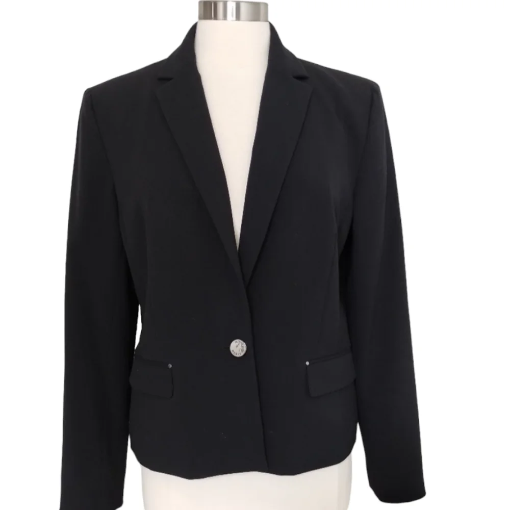 Anne Klein Blazer 14 Black One Button